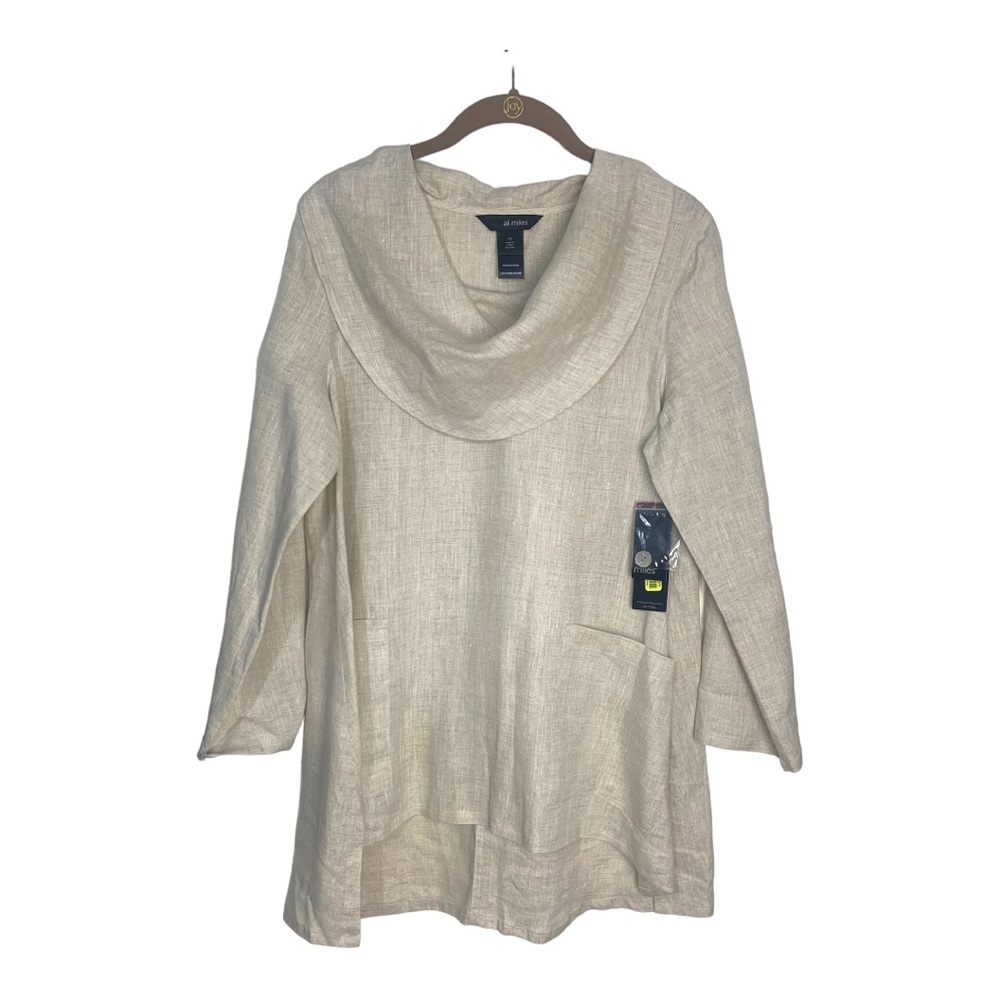 Ali Miles XS Fresh Approach Linen oversized lagenlook Cowl neck w pockets NWT - Picture 1 of 8
